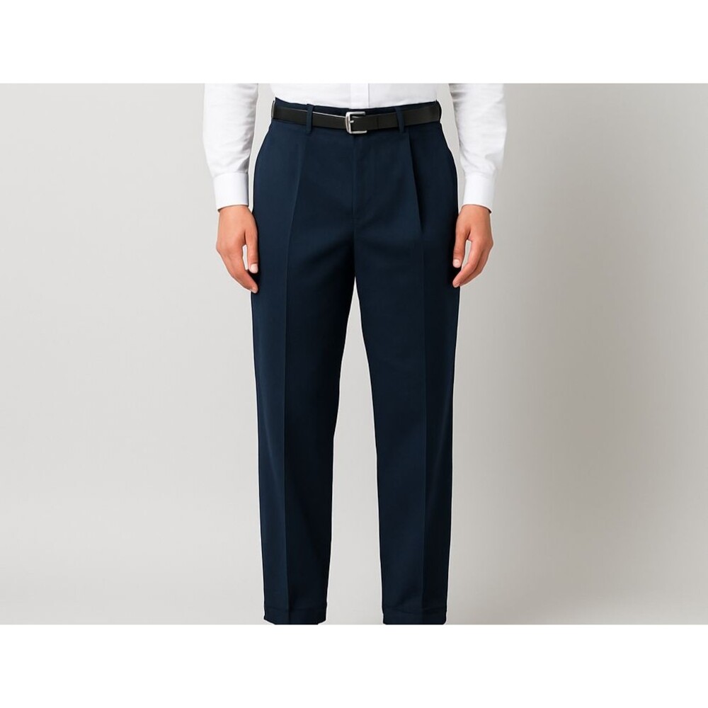 Geoffrey Beene Mens Pants 33x30 Navy Cotton Relaxed‎ Fit Cuffed NWT